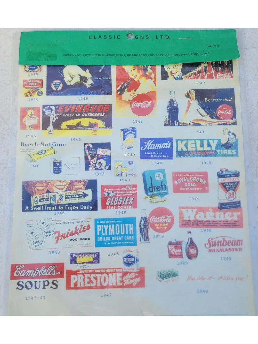 Classic Signs Ltd Model Railroad Sign Sheet Vintage Advertising 1945-1949